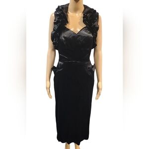 Grovine creation new York 1940's vintage women's black satin formal dress small